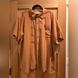 Columbia Men's Orange/Brown Short Sleeve Button Down Shirt Size XXL